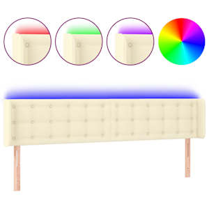 vidaXL LED-voodipeats, kreemjas, 203x16x78/88 cm, kunstnahk
