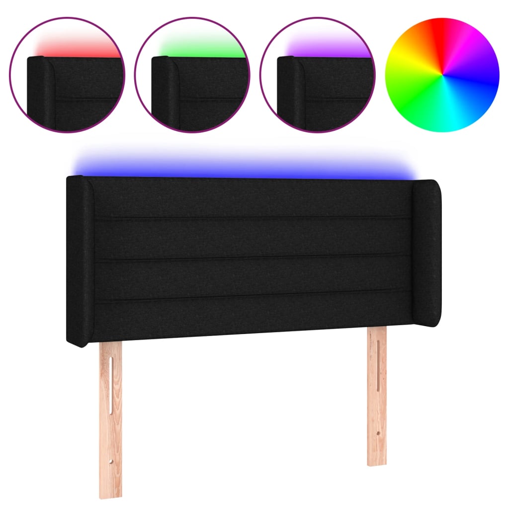 vidaXL Čelo postele s LED černé 83 x 16 x 78/88 cm textil