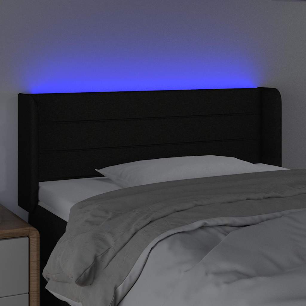 vidaXL Hoofdbord LED 83x16x78/88 cm stof zwart, foto 2