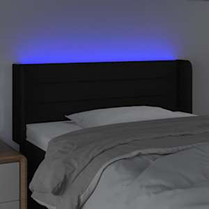 Čelo postele s LED černé 83 x 16 x 78/88 cm textil - obrázek 4