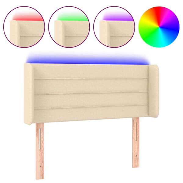 vidaXL LED-voodipeats, kreemjas, 93x16x78/88 cm, kangas