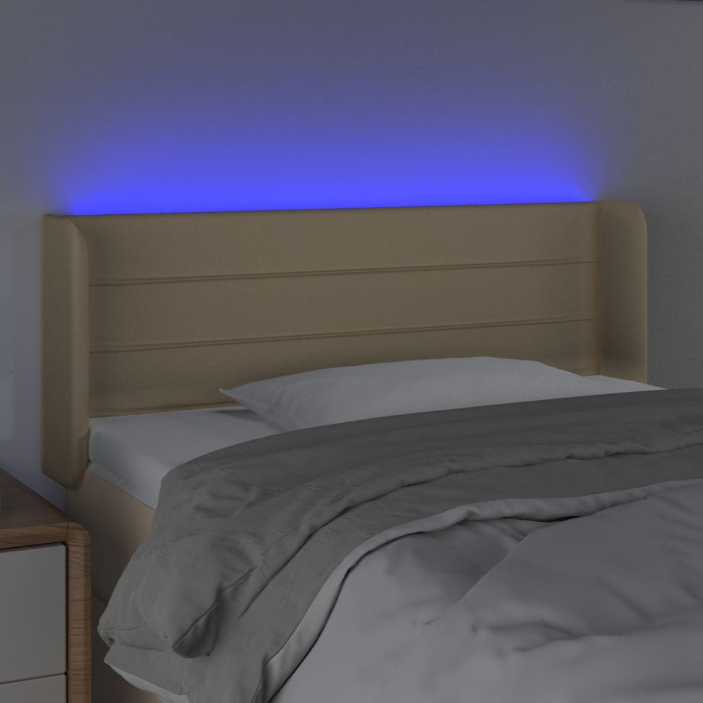 LED-voodipeats, kreemjas, 93x16x78/88 cm, kangas
