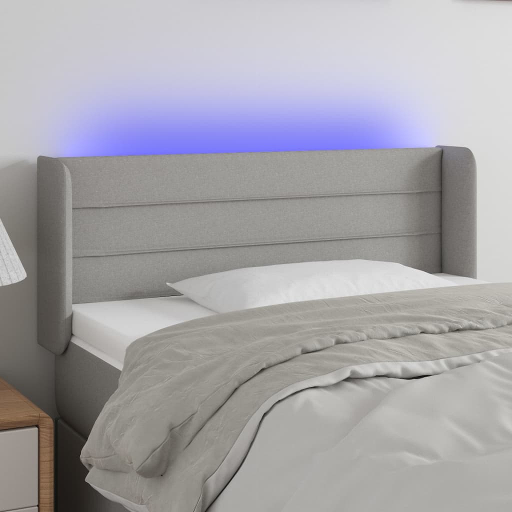 vida XL LED Kopfteil Hellgrau 103x 16x 78/88 cm Stoff