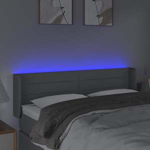 Čelo postele s LED světle šedé 147 x 16 x 78/88 cm textil - obrázek 4