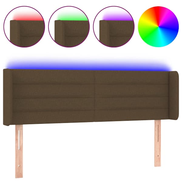 vidaXL LED-voodipeats, tumepruun, 147x16x78/88 cm, kangas