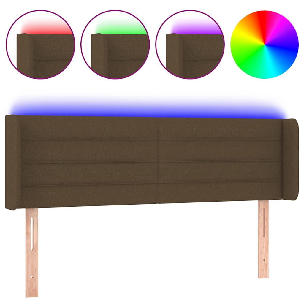 vidaXL Hoofdbord LED 147x16x78/88 cm stof donkerbruin bruin, foto 3