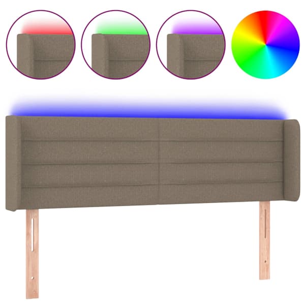 vidaXL LED-voodipeats, pruunikashall, 147x16x78/88 cm, kangas