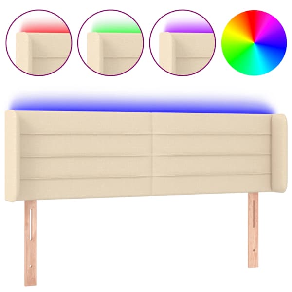 vidaXL LED-voodipeats, kreemjas, 147x16x78/88 cm, kangas