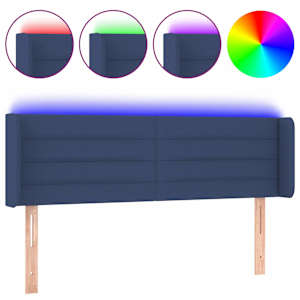 vidaXL LED-voodipeats, sinine, 147x16x78/88 cm, kangas