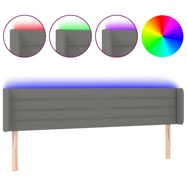 vidaXL LED-voodipeats, tumehall, 163x16x78/88 cm, kangas