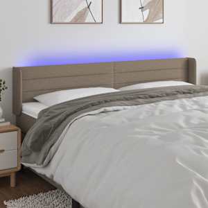 LED posteljno vzglavje taupe 183x16x78/88 cm blago