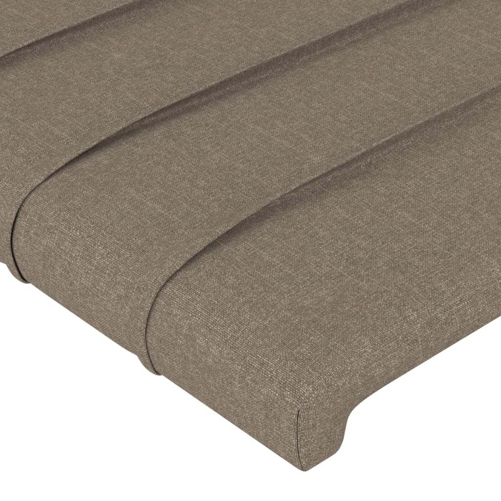 Tăblie de pat cu LED, gri taupe, 203x16x78/88 cm, textil