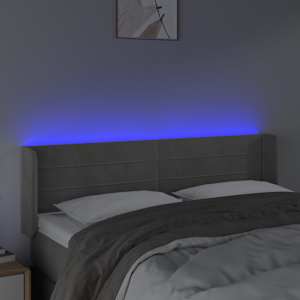 Čelo postele s LED světle šedé 147 x 16 x 78/88 cm samet - obrázek 4