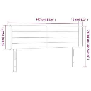 Čelo postele s LED světle šedé 147 x 16 x 78/88 cm samet - obrázek 6