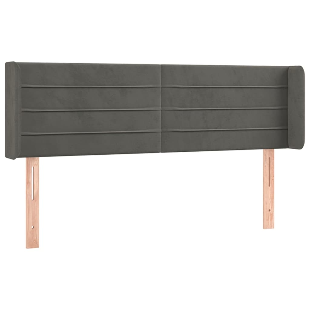 vidaXL Hoofdbord LED 147x16x78/88 cm fluweel donkergrijs afbeelding