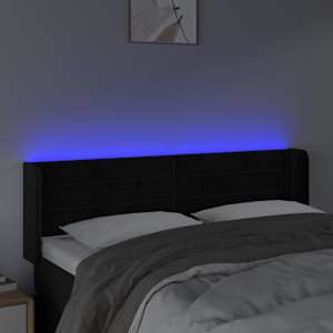 Čelo postele s LED černé 147 x 16 x 78/88 cm samet - obrázek 4