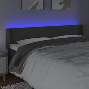 Čelo postele s LED tmavě šedé 183 x 16 x 78/88 cm samet - obrázek 4