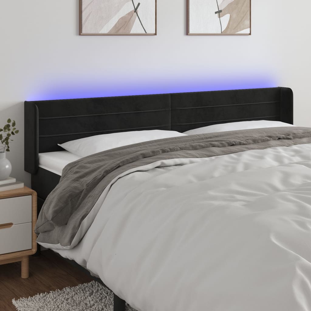 vidaXL Tête de lit à LED Noir 183x16x78/88 cm Velours