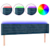 vidaXL LED-voodipeats, tumesinine, 203x16x78/88 cm, samet
