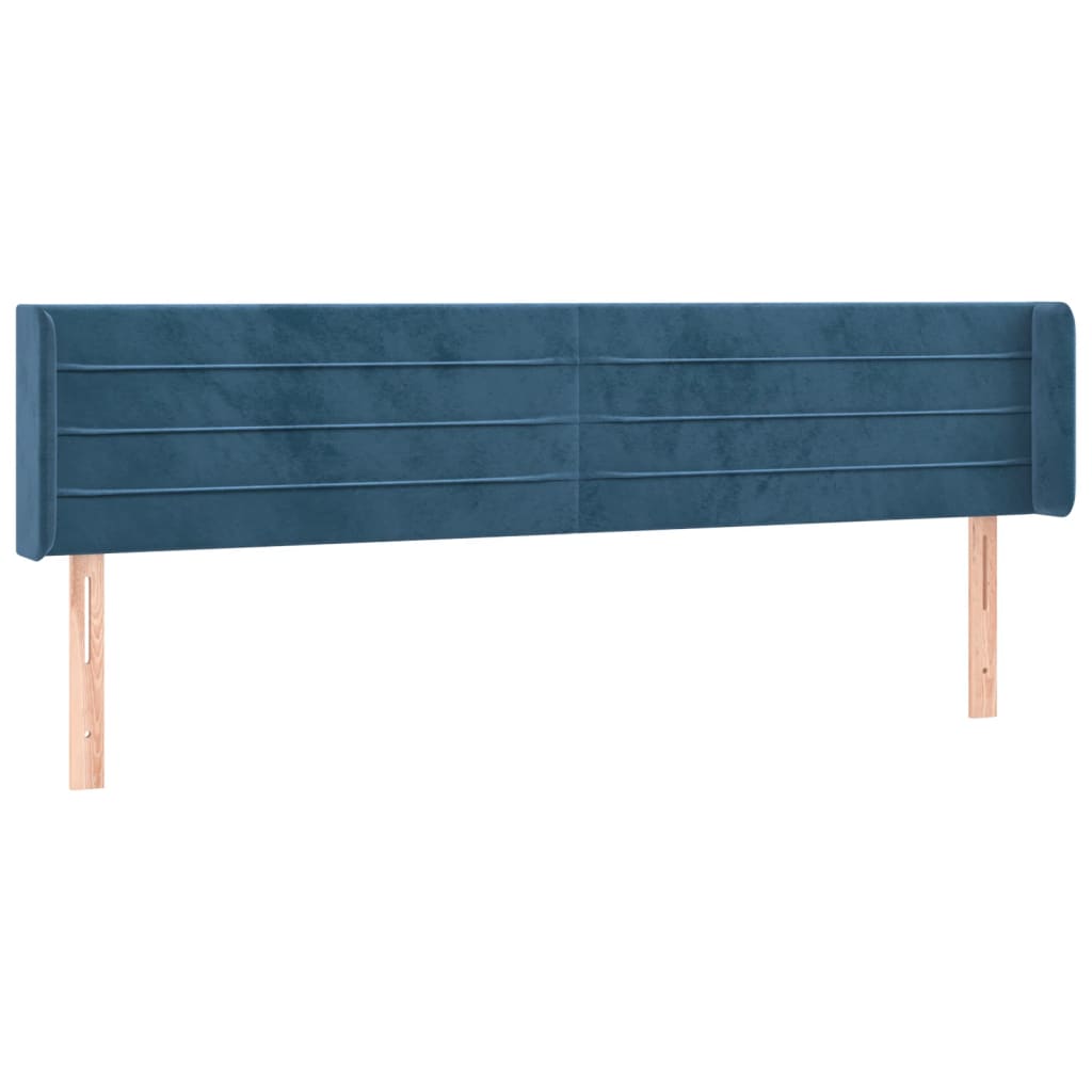 vidaXL Hoofdbord LED 203x16x78/88 cm fluweel donkerblauw afbeelding