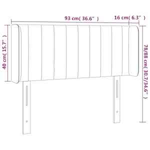 Čelo postele s LED tmavě šedé 93 x 16 x 78/88 cm textil - obrázek 6