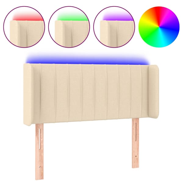 vidaXL LED-voodipeats, kreemjas, 103x16x78/88 cm, kangas