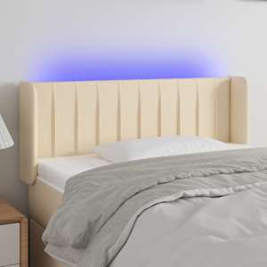 LED posteljno vzglavje krem 103x16x78/88 cm blago