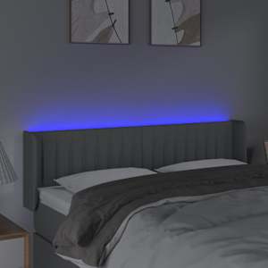 Čelo postele s LED světle šedé 147 x 16 x 78/88 cm textil - obrázek 4