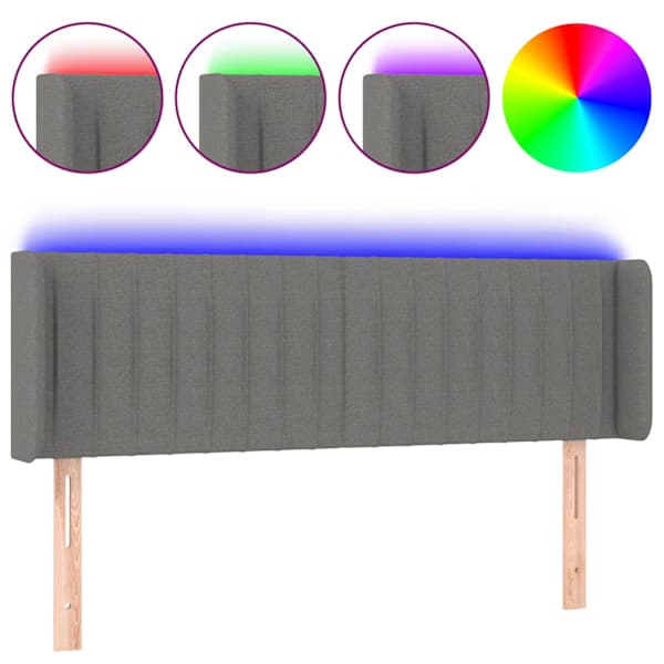 vidaXL LED-voodipeats, tumehall, 147x16x78/88 cm, kangas