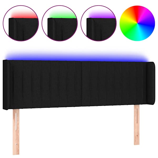 vidaXL LED-voodipeats, must, 147x16x78/88 cm, kangas