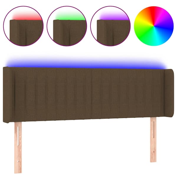 vidaXL LED-voodipeats, tumepruun, 147x16x78/88 cm, kangas