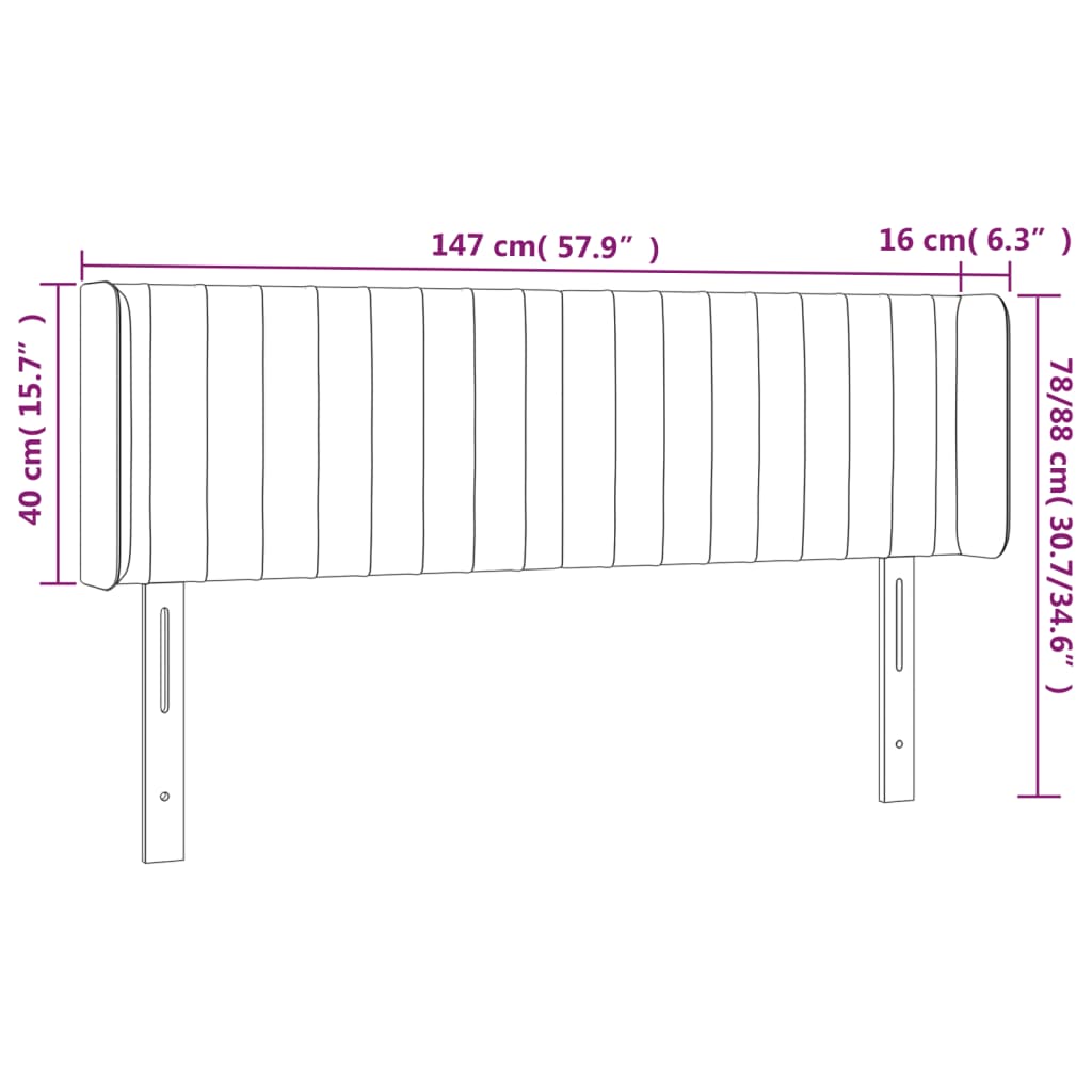 sötétbarna szövet LED-es fejtámla 147 x 16 x 78/88 cm