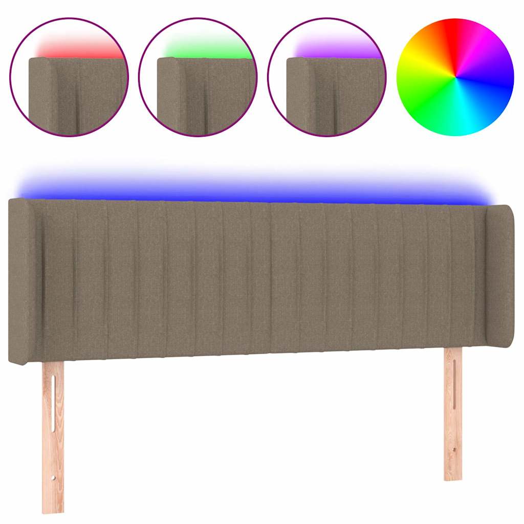 vidaXL Hoofdbord LED 147x16x78/88 cm stof taupe, foto 3