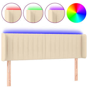 vidaXL LED-voodipeats, kreemjas, 147x16x78/88 cm, kangas