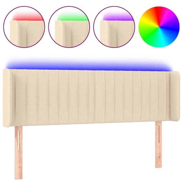 vidaXL LED-voodipeats, kreemjas, 147x16x78/88 cm, kangas
