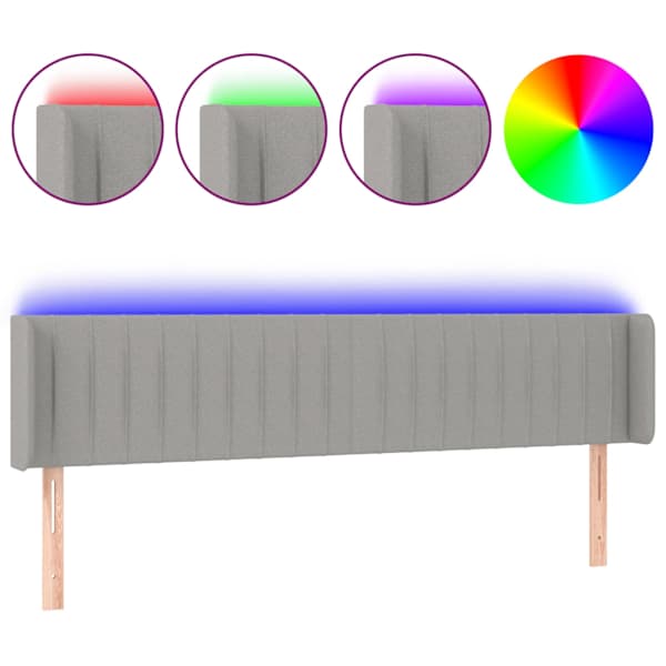 vidaXL LED-voodipeats, helehall, 163x16x78/88 cm, kangas