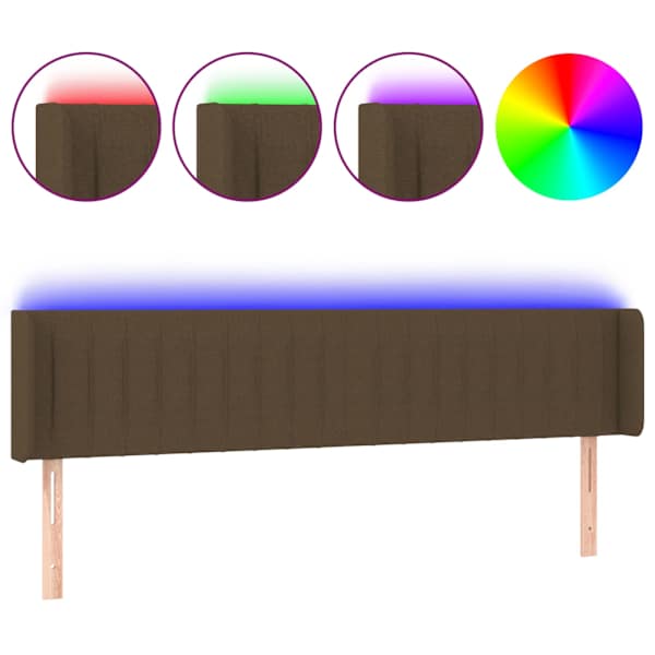 vidaXL LED-voodipeats, tumepruun, 163x16x78/88 cm, kangas
