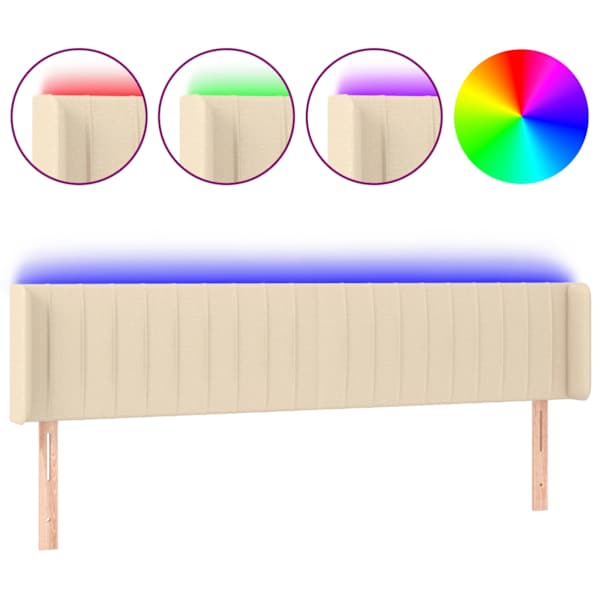 vidaXL LED-voodipeats, kreemjas, 183x16x78/88 cm, kangas