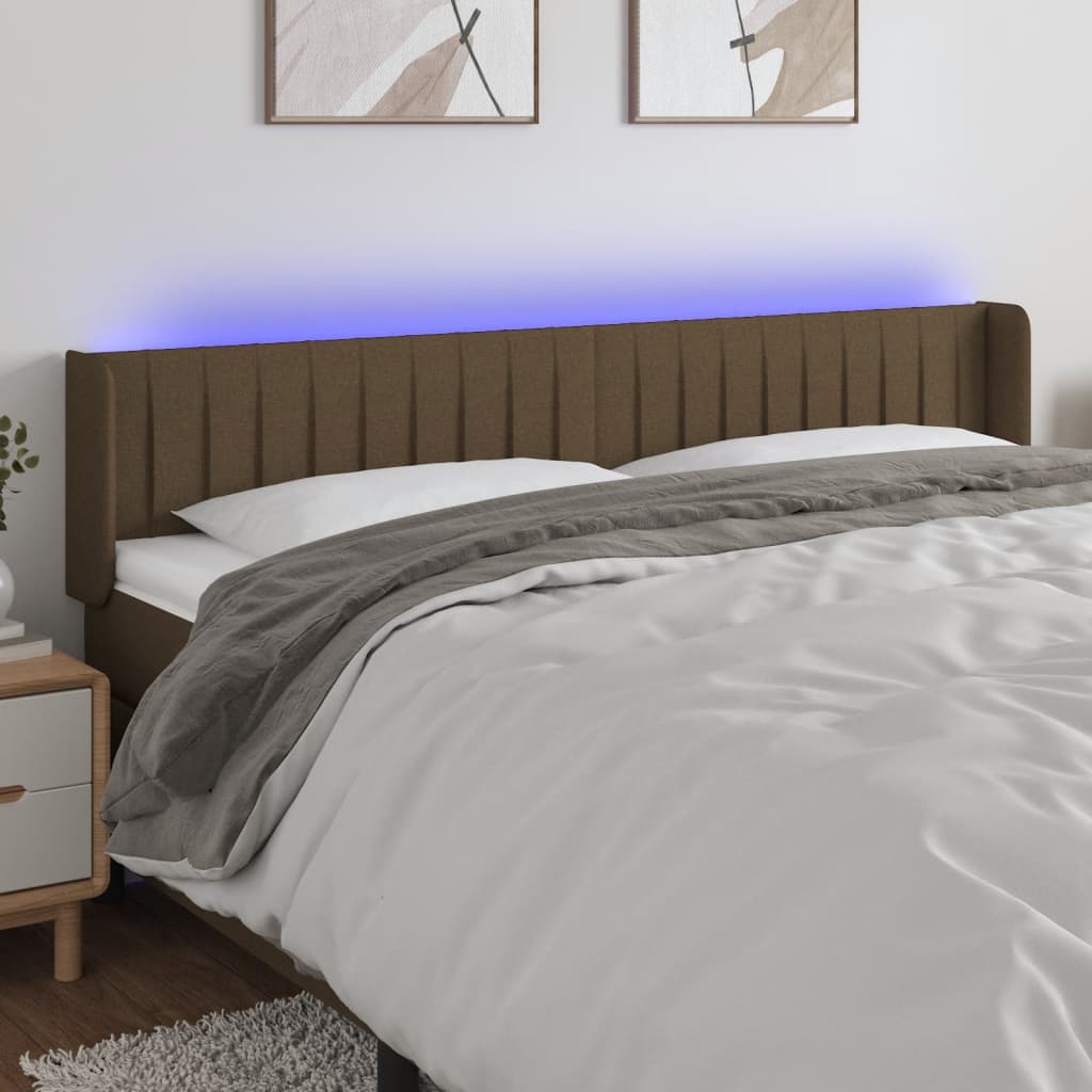 vida XL LED Kopfteil Dunkelbraun 203x 16x 78/88 cm Stoff
