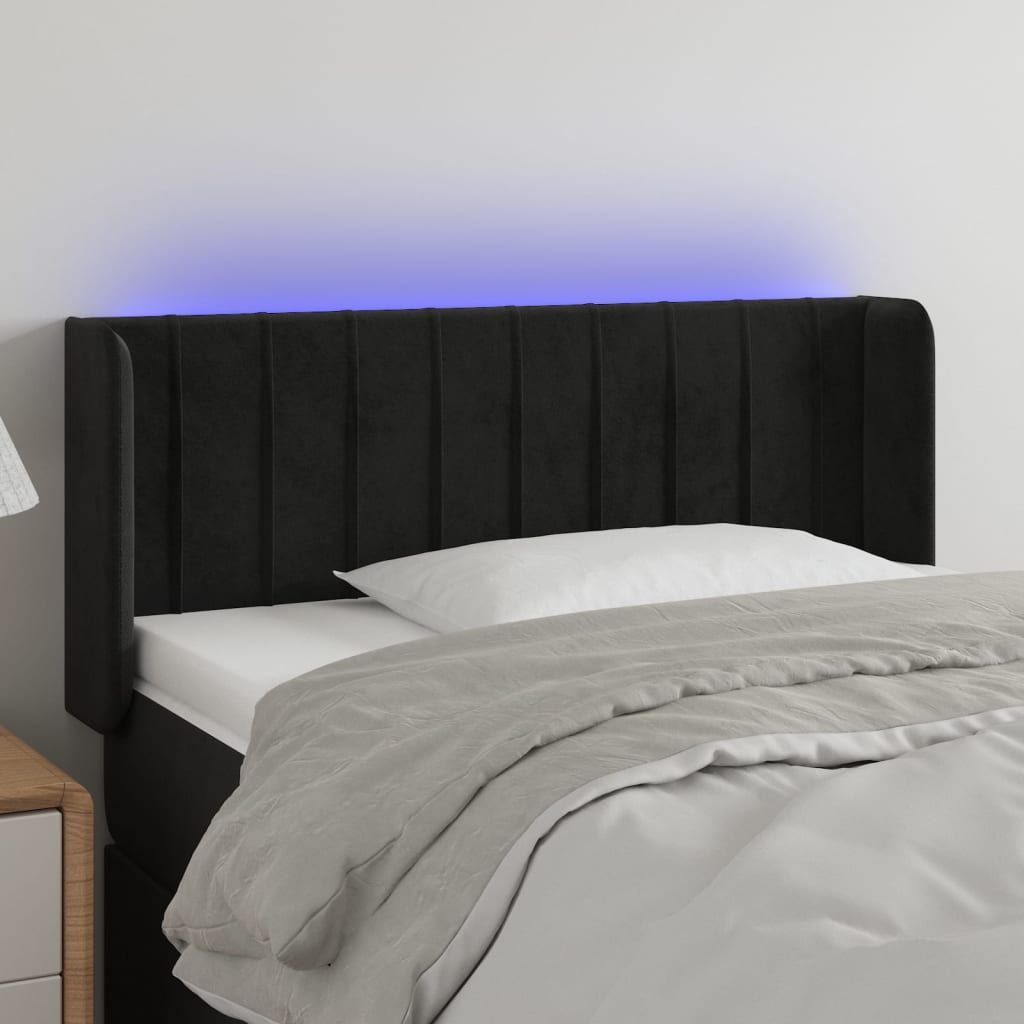 vidaXL Tăblie de pat cu LED, negru, 83x16x78/88 cm, catifea vidaXL imagine 2022