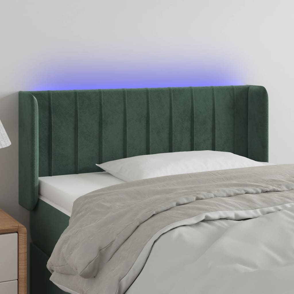 vidaXL Tăblie de pat cu LED, verde închis, 83x16x78/88 cm, catifea