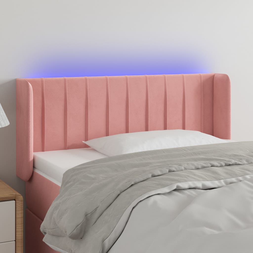 vidaXL LED Kopfteil Rosa 83x16x78/88 cm Samt