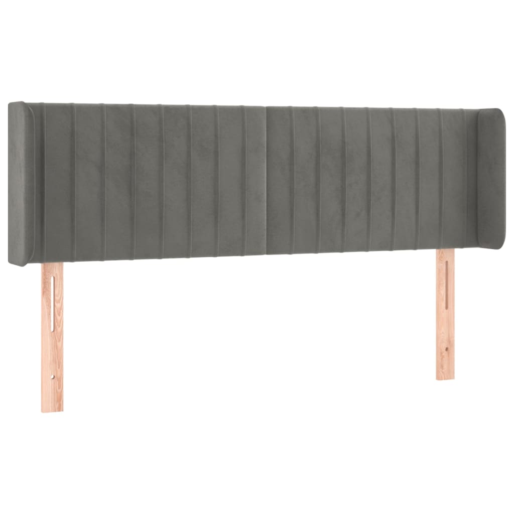 vidaXL Hoofdbord LED 147x16x78/88 cm fluweel lichtgrijs afbeelding