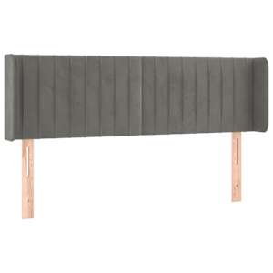 Čelo postele s LED světle šedé 147 x 16 x 78/88 cm samet - obrázek 3