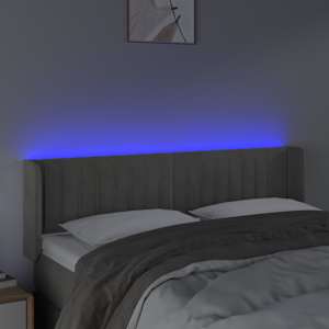 Čelo postele s LED světle šedé 147 x 16 x 78/88 cm samet - obrázek 4