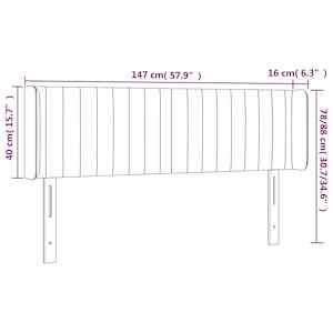 Čelo postele s LED světle šedé 147 x 16 x 78/88 cm samet - obrázek 6