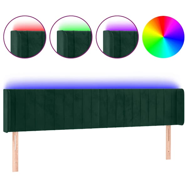 vidaXL LED-voodipeats, tumeroheline, 183x16x78/88 cm, samet