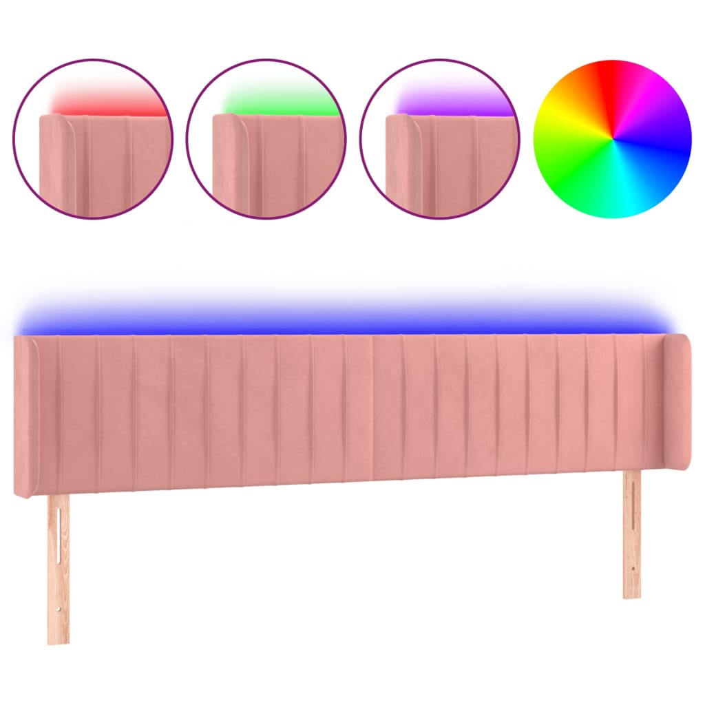 Thumbnail - vidaXL LED Kopfteil Rosa 183x16x78/88 cm Samt