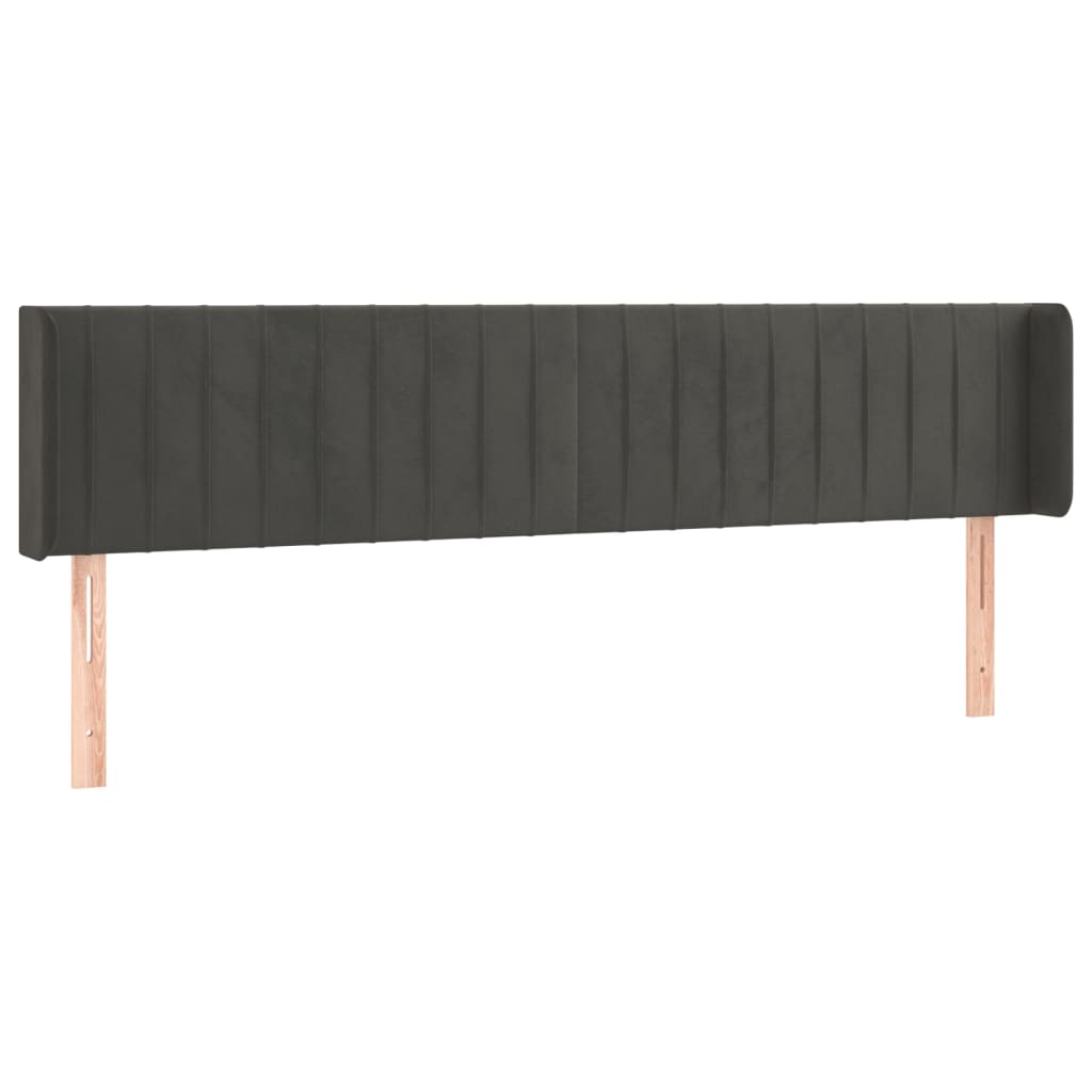 vidaXL Tăblie de pat cu LED, gri închis, 203x16x78/88 cm, catifea