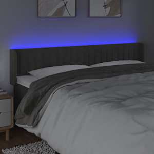 Čelo postele s LED tmavě šedé 203 x 16 x 78/88 cm samet - obrázek 4